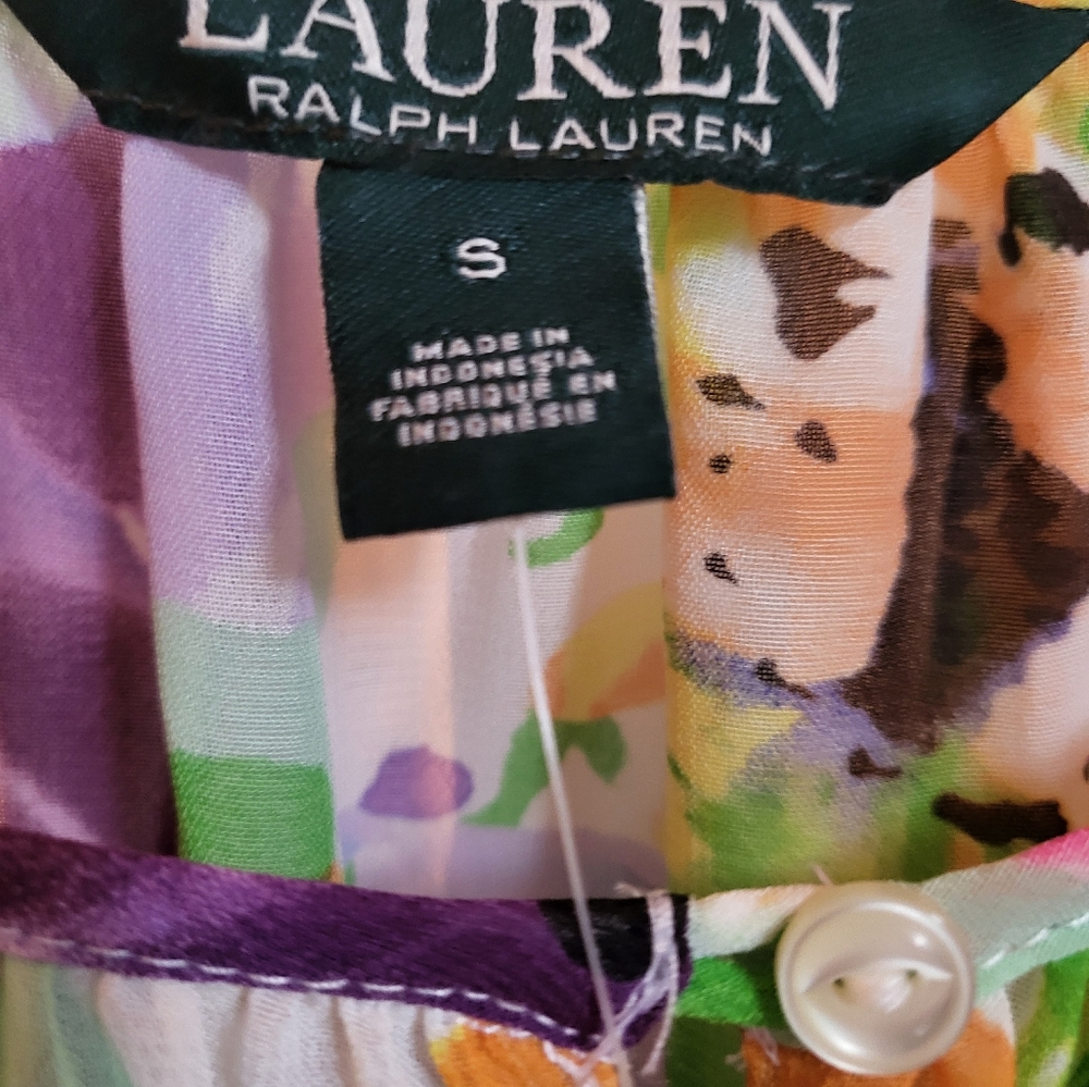 Lauren Ralph Lauren Colorful Floral Blouse NWT Sz S - Picture 6 of 9